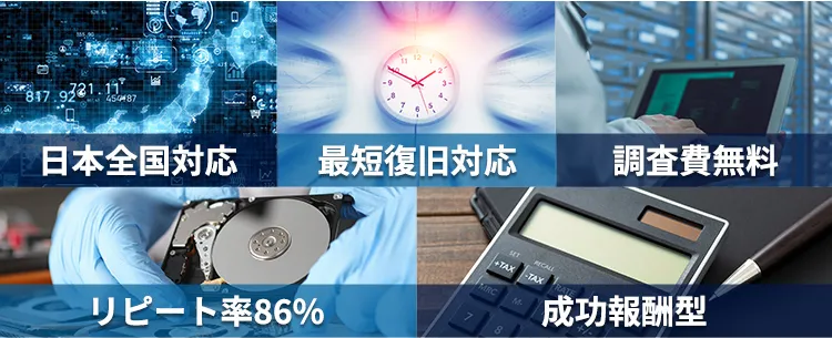 日本全国対応　最短復旧対応　調査費無料　リピート率86%　成功報酬型